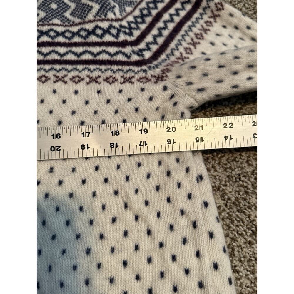 Barbour Mens Large Fits Like XL 100% Wool Sweater Fair Isle Blue White See Descr - Picture 14 of 14
